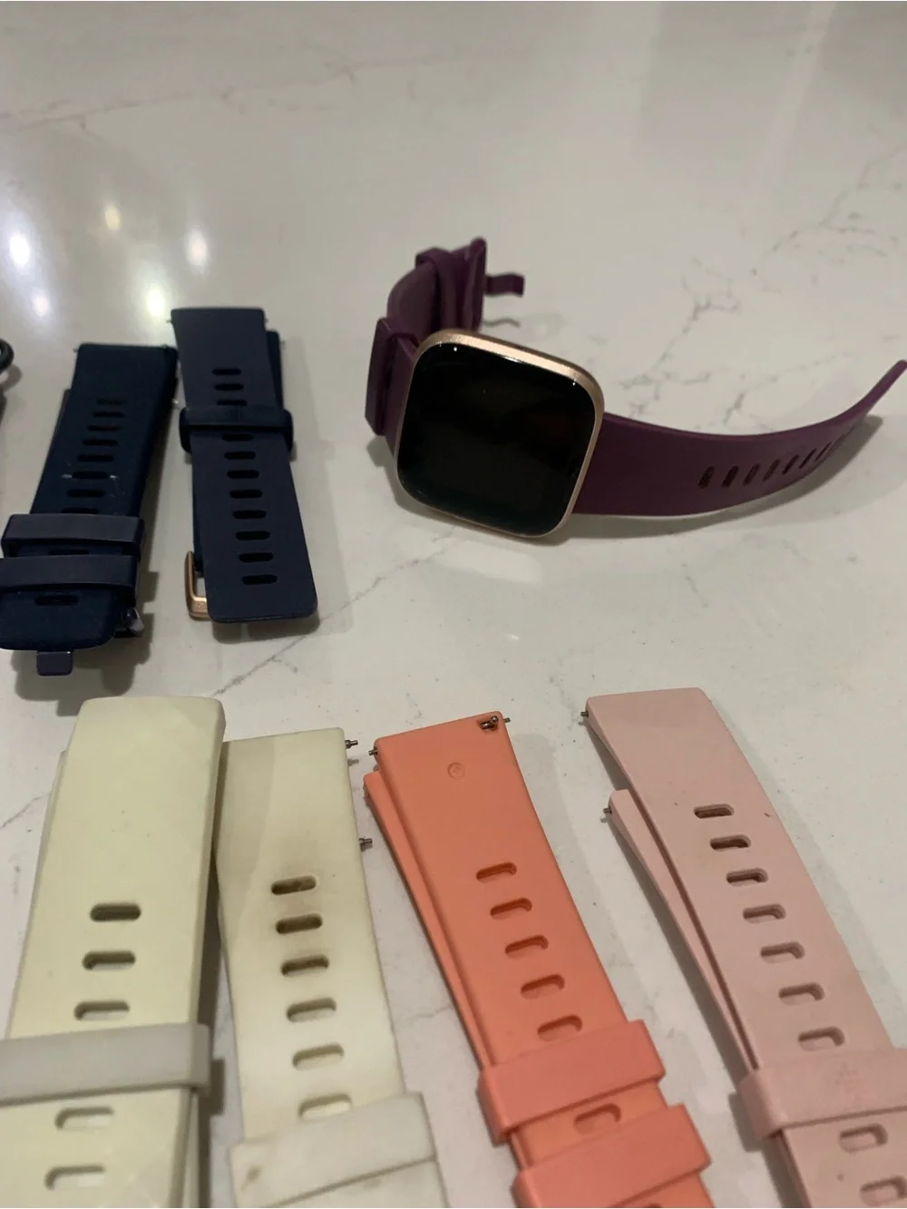 fitbit Versa 2 Plum Silicone Smartwatch with Rose Gold Case